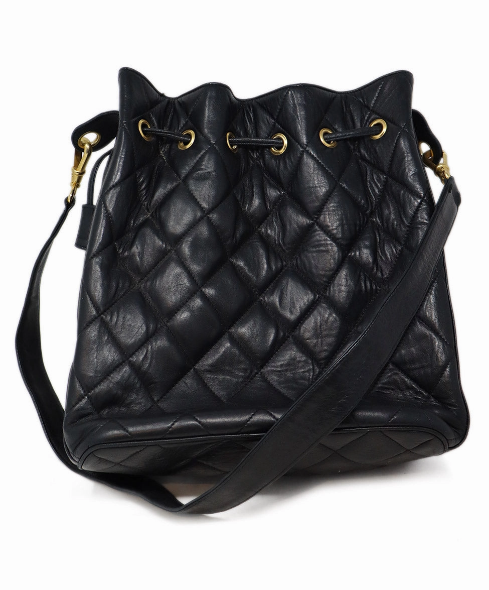 Chanel Vintage Black Quilted Leather Shoulder Bag