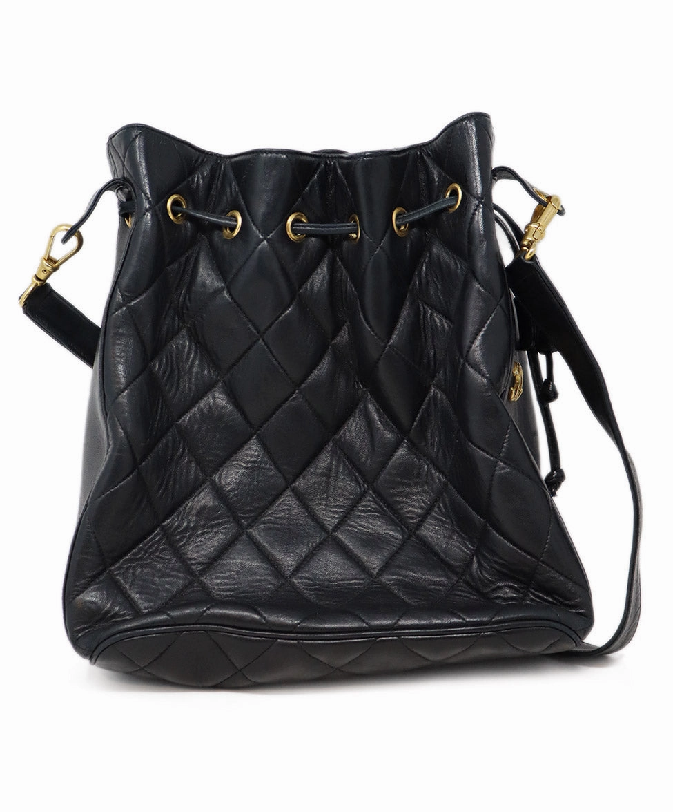 Chanel Vintage Black Quilted Leather Shoulder Bag