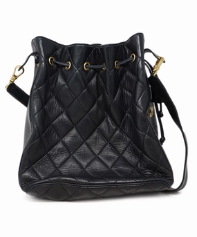 Chanel Vintage Black Quilted Leather Shoulder Bag