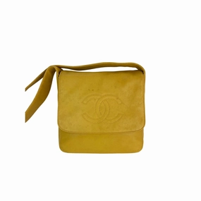 Chanel Vintage Lambskin Yellow Messenger Bag