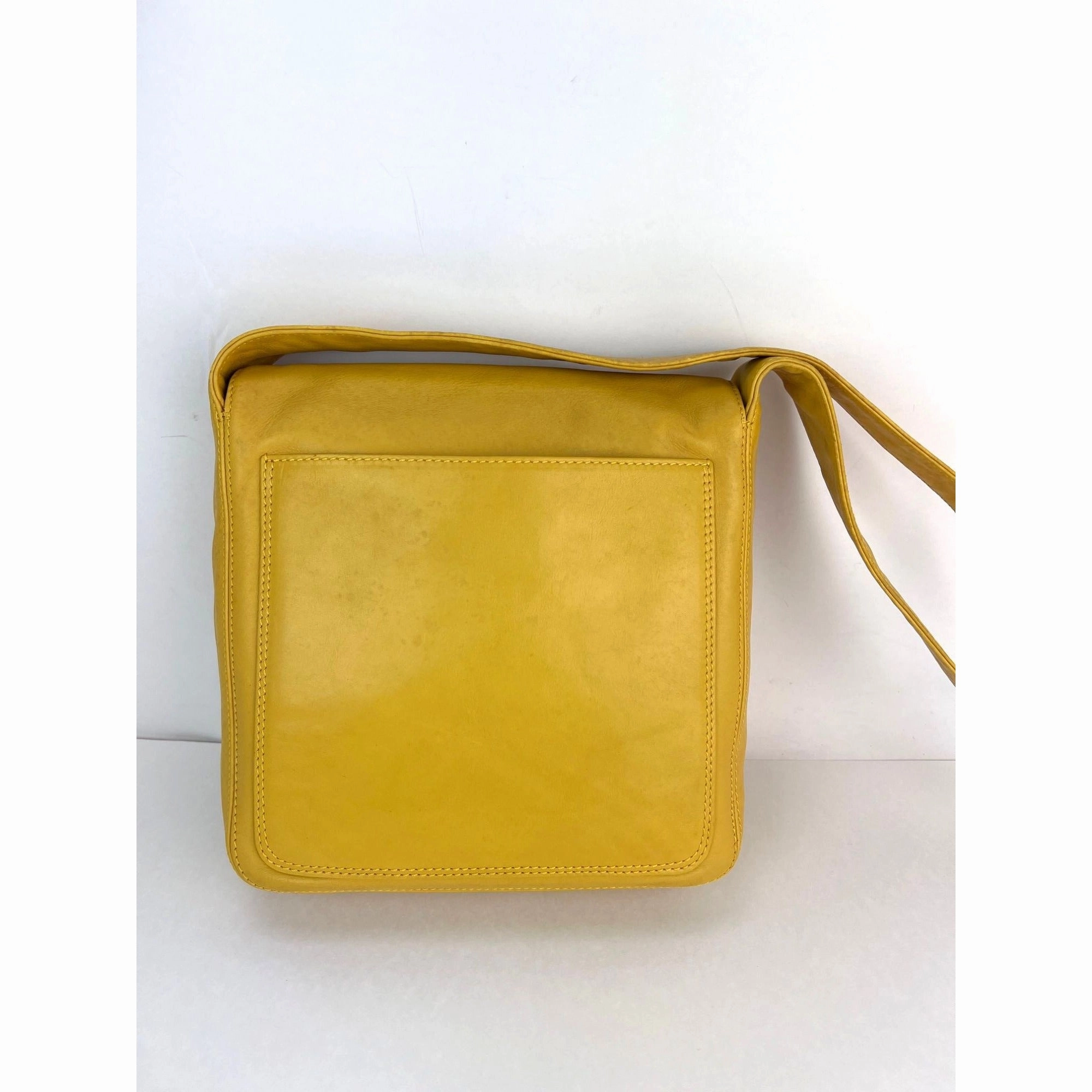 Chanel Vintage Lambskin Yellow Messenger Bag