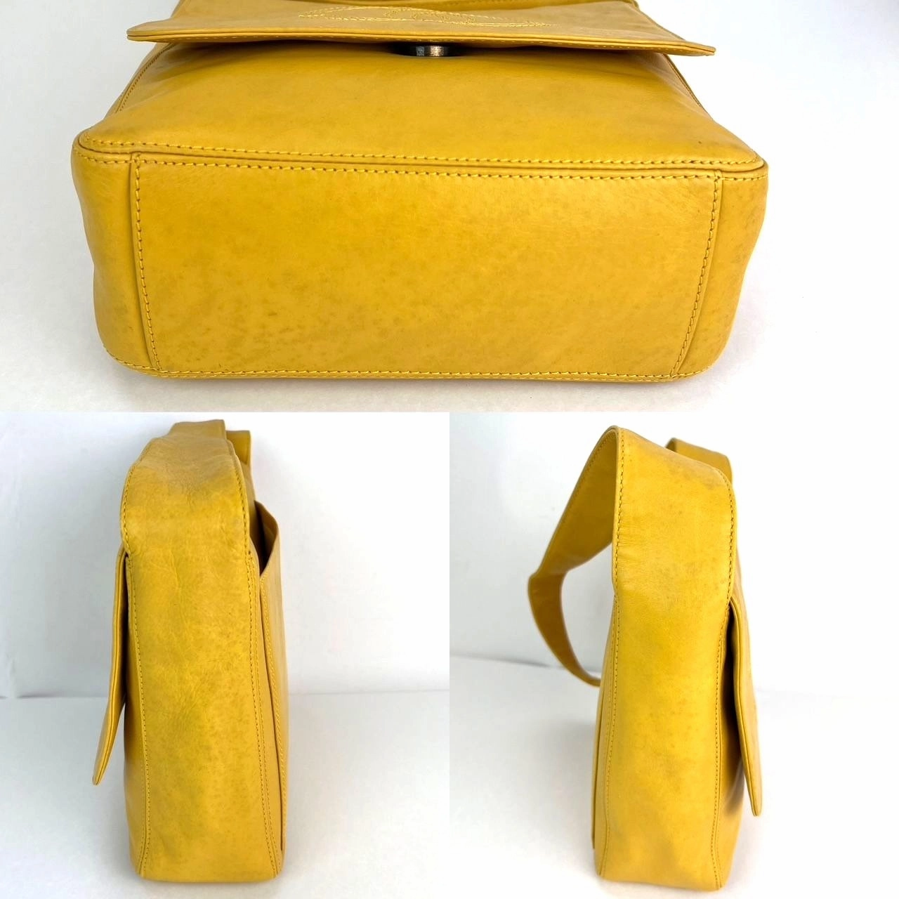 Chanel Vintage Lambskin Yellow Messenger Bag