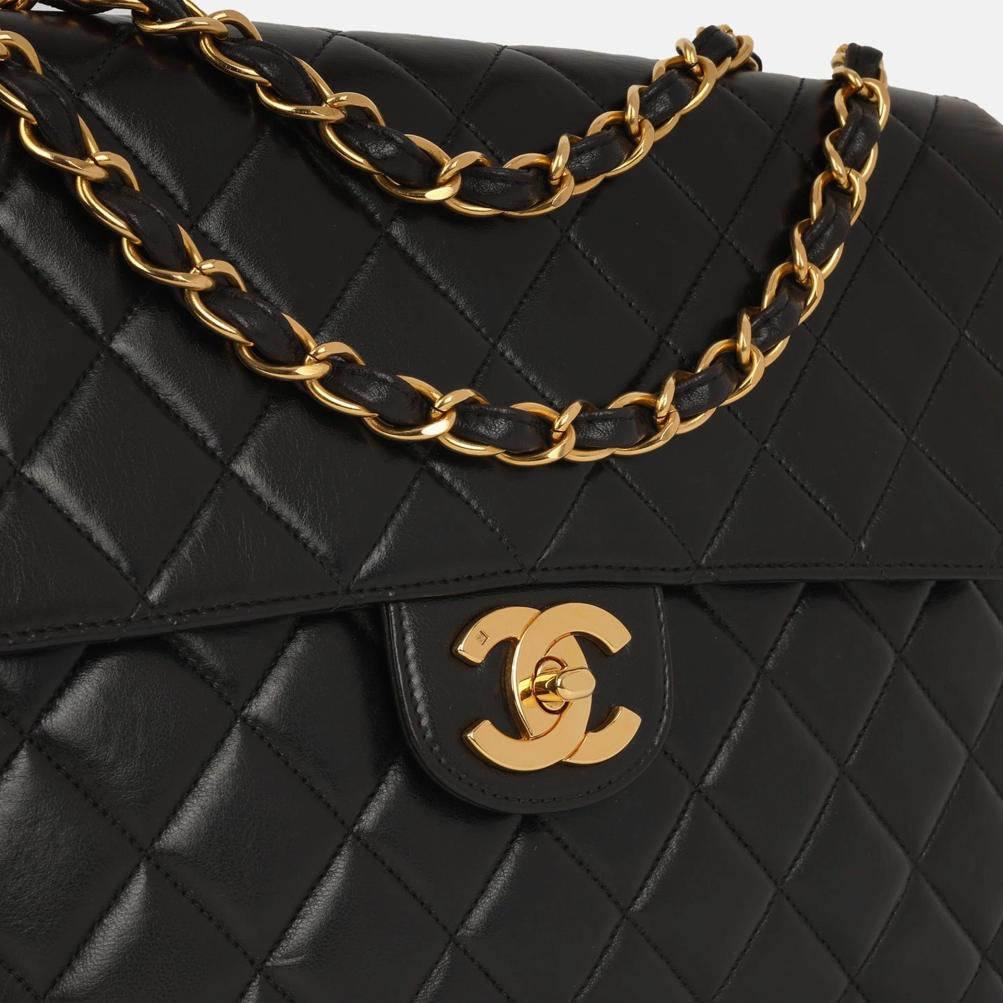 Chanel Vintage XL Classic Flap Black Lambskin GHW