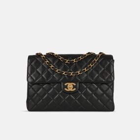 Chanel Vintage XL Classic Flap Black Lambskin GHW