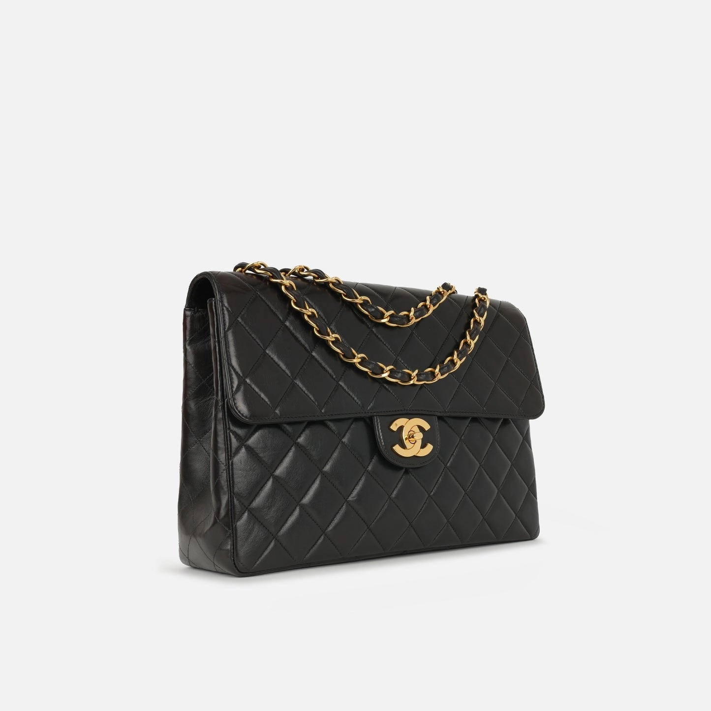 Chanel Vintage XL Classic Flap Black Lambskin GHW
