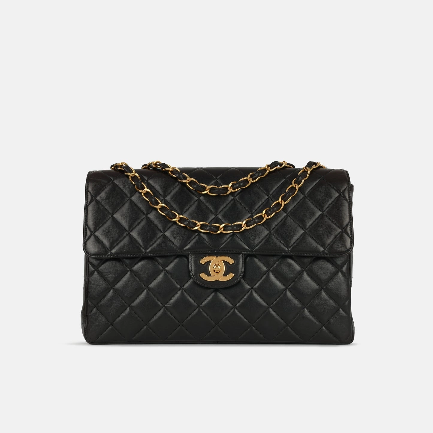 Chanel Vintage XL Classic Flap Black Lambskin GHW