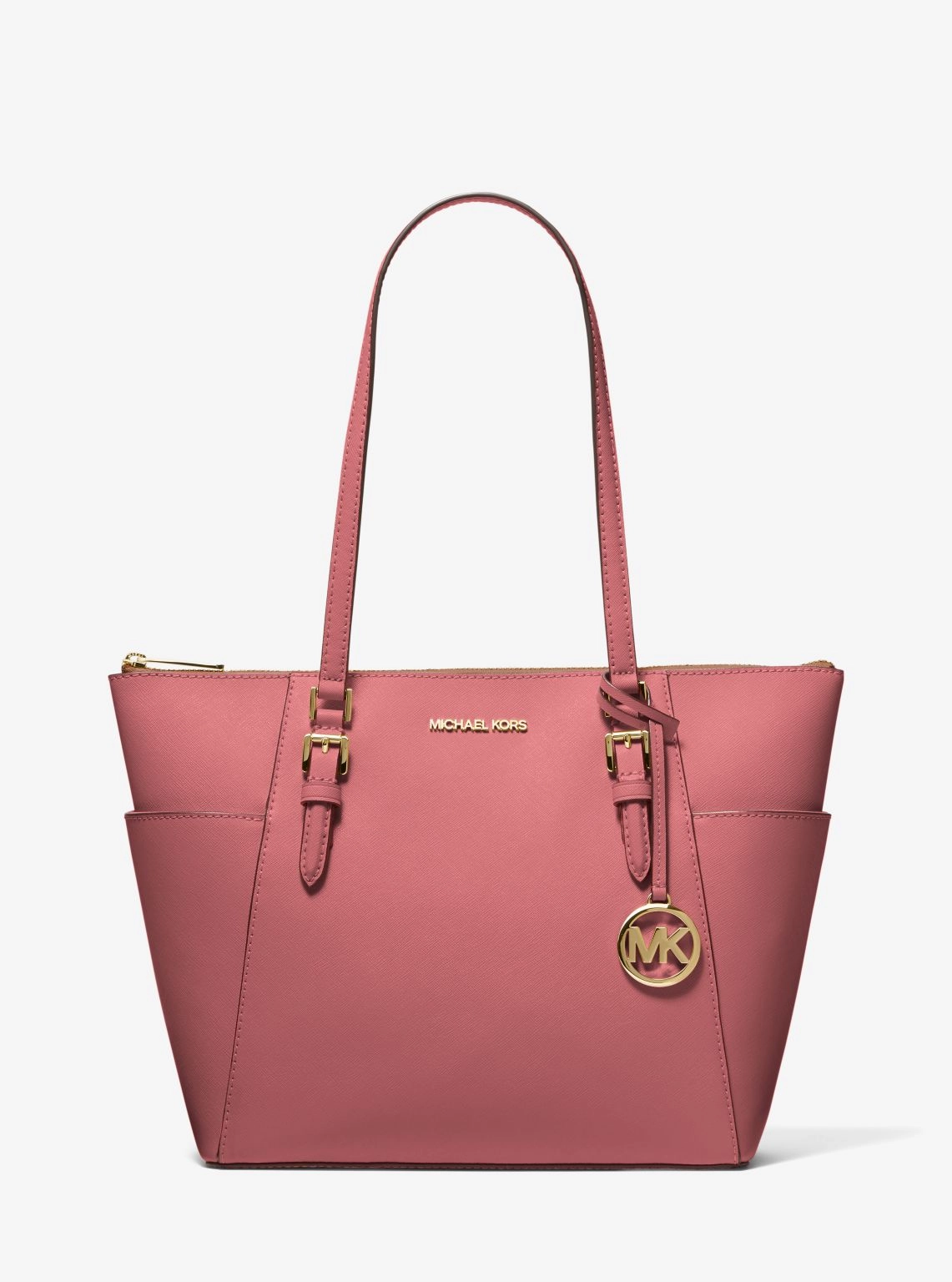 Charlotte Large Saffiano Leather Top-Zip Tote Bag