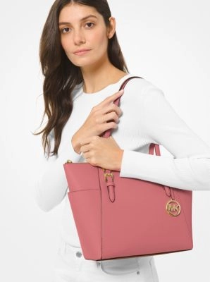 Charlotte Large Saffiano Leather Top-Zip Tote Bag