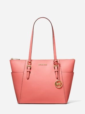 Charlotte Large Saffiano Leather Top-Zip Tote Bag