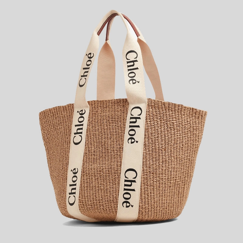 CHLOE Large Woody Basket In Natural Fibers White CHC22SS380G55101