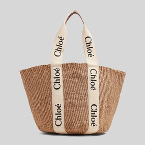 CHLOE Large Woody Basket In Natural Fibers White CHC22SS380G55101