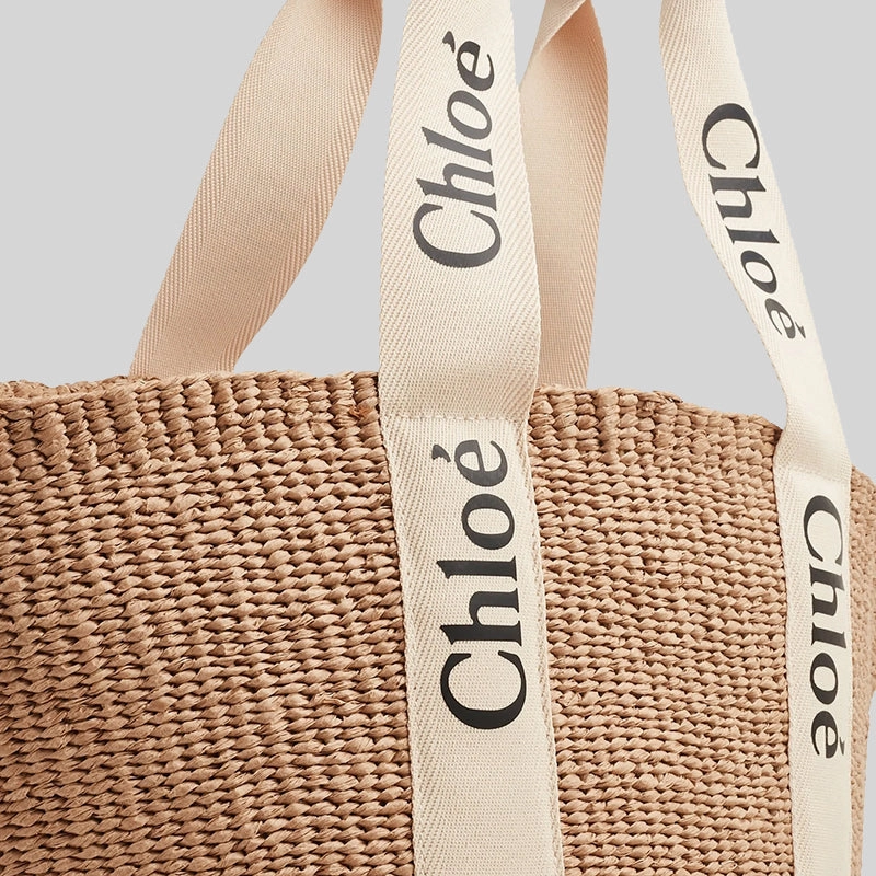 CHLOE Large Woody Basket In Natural Fibers White CHC22SS380G55101