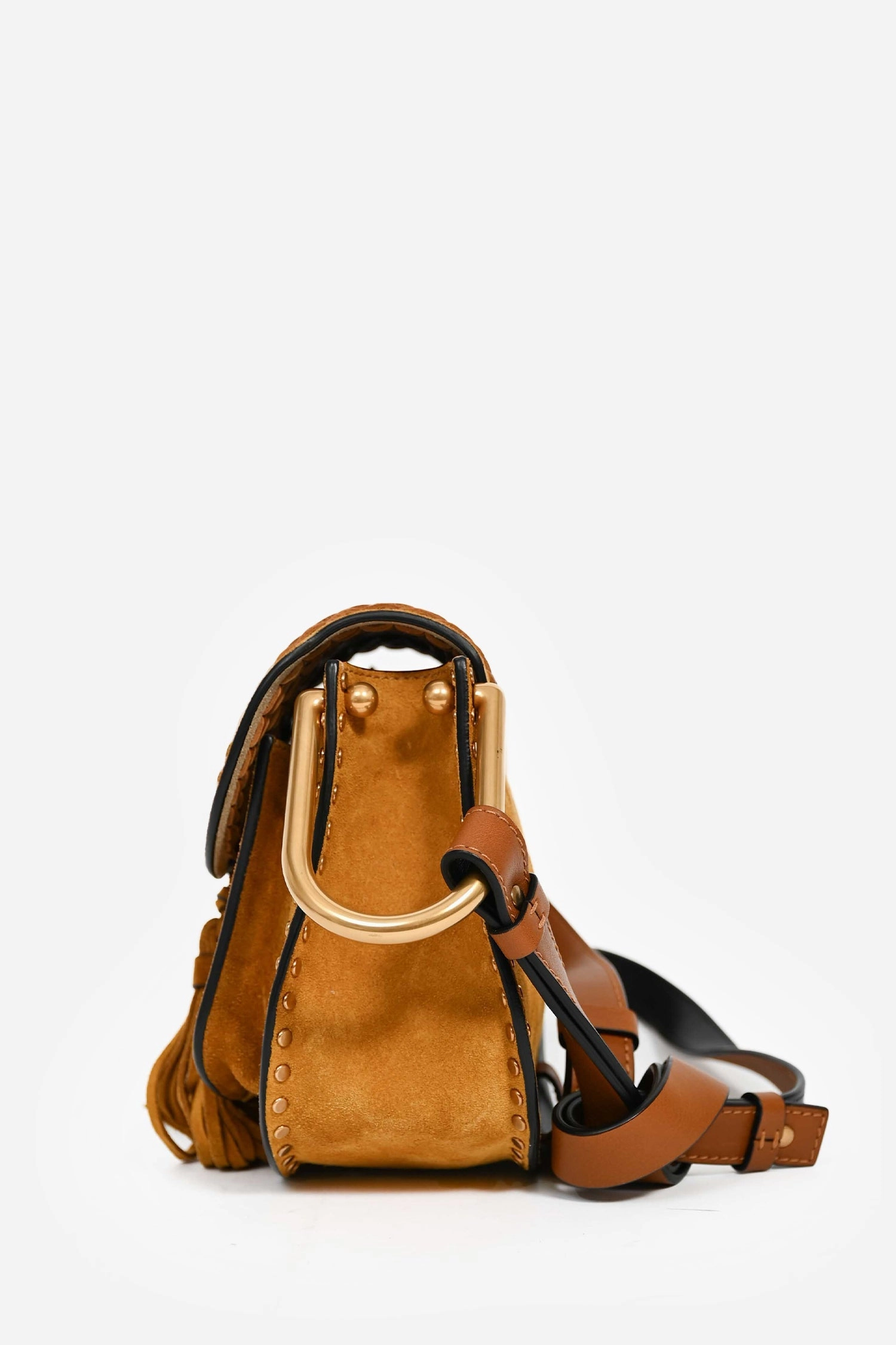 Chloe Mustard Suede/Leather Fringe Crossbody Bag
