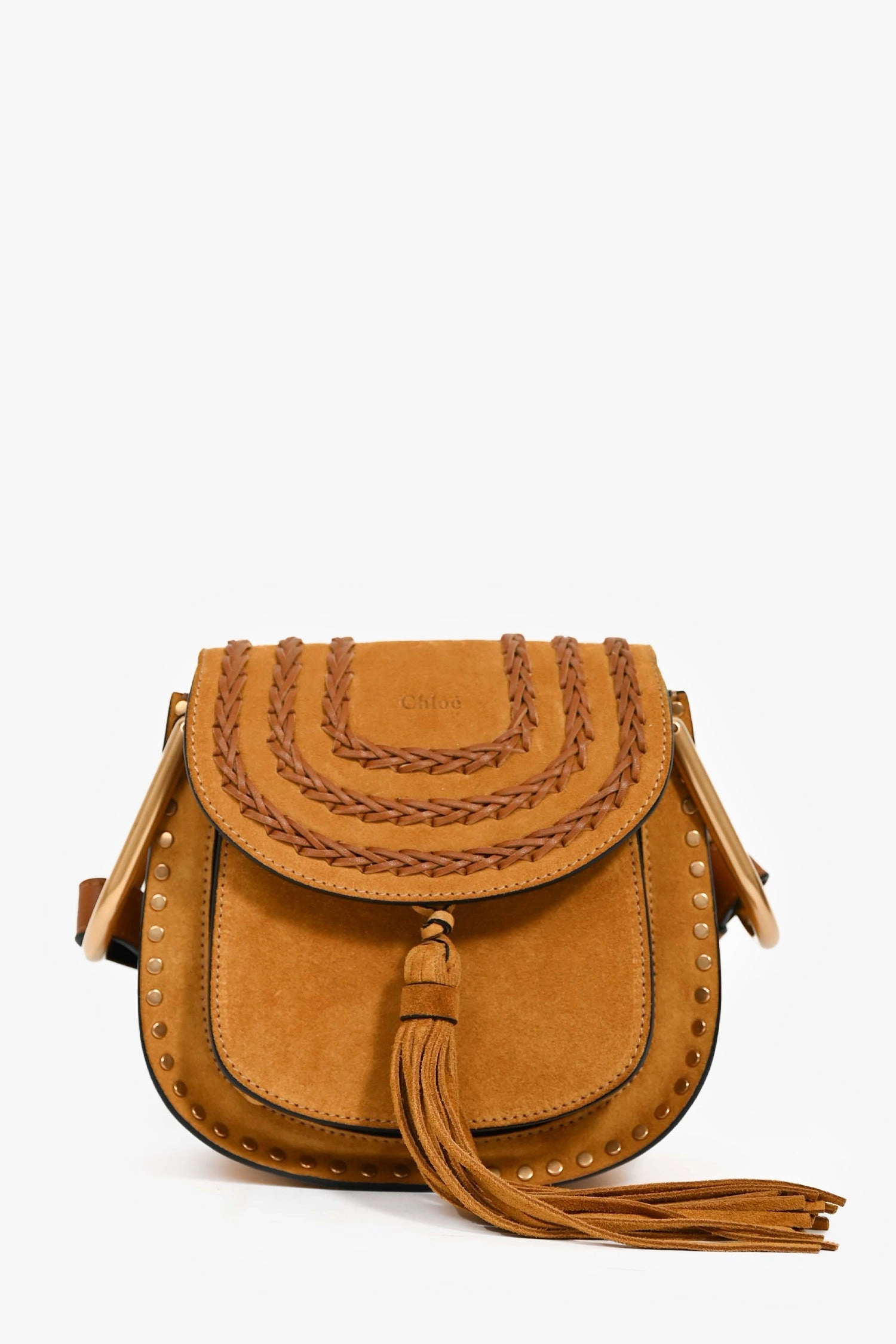 Chloe Mustard Suede/Leather Fringe Crossbody Bag
