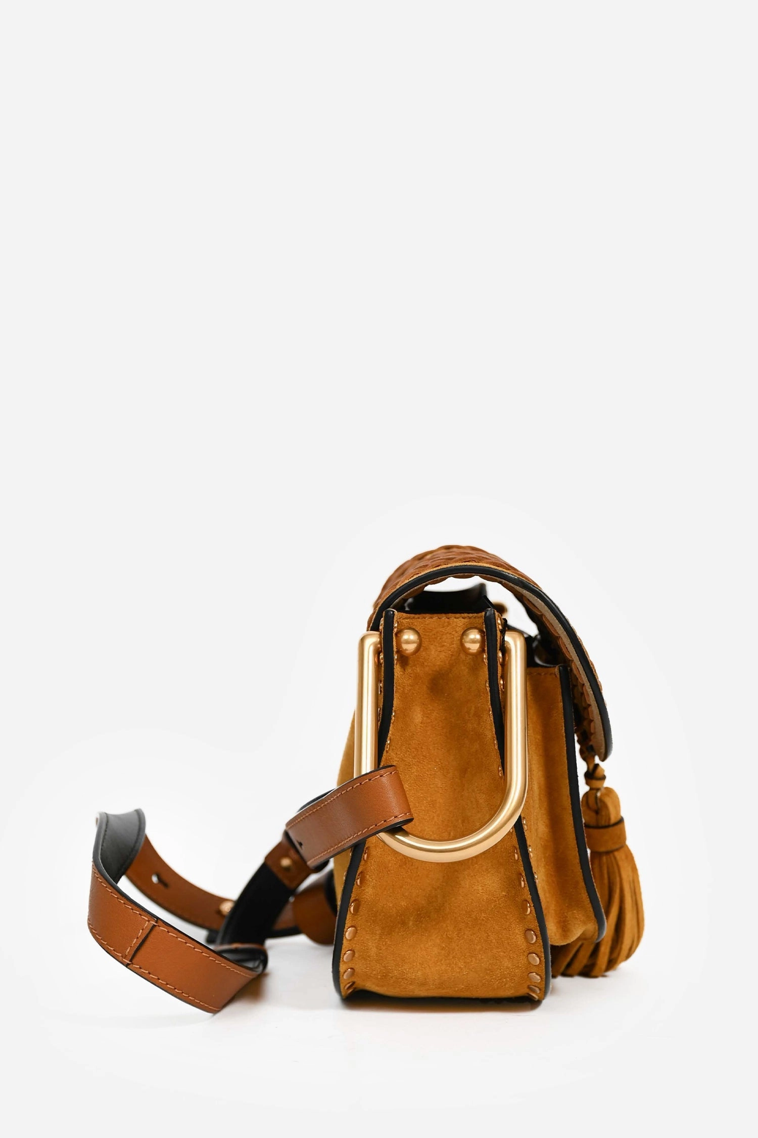Chloe Mustard Suede/Leather Fringe Crossbody Bag