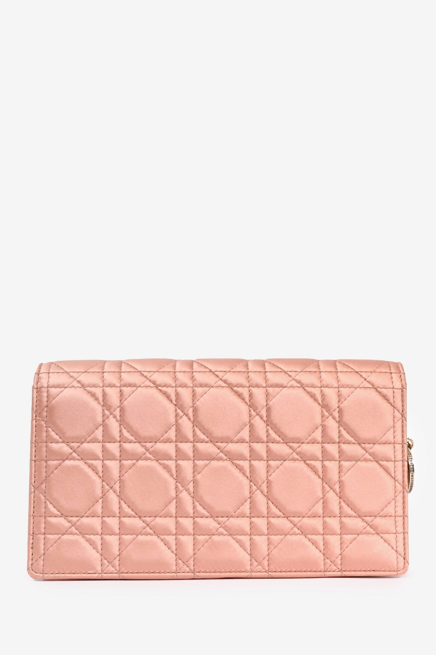Christian Dior 2019 Pink Satin Cannage Wallet on Chain