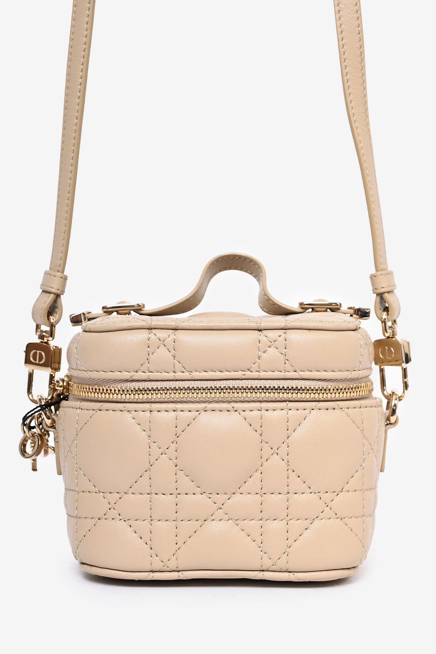 Christian Dior 2020 Taupe Cannage Leather Vanity Bag