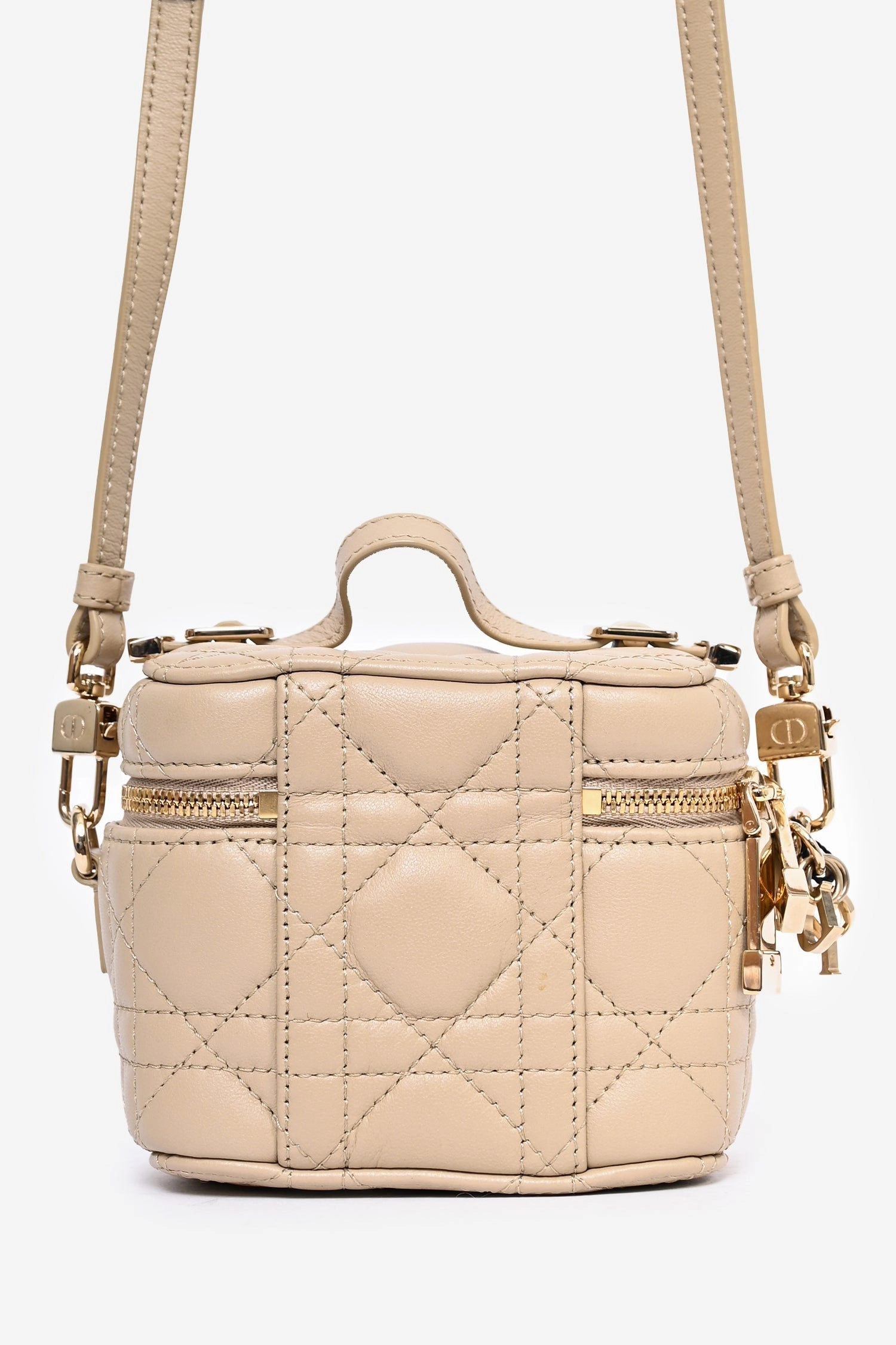 Christian Dior 2020 Taupe Cannage Leather Vanity Bag