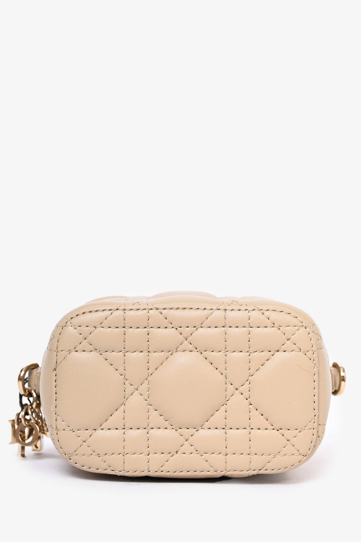 Christian Dior 2020 Taupe Cannage Leather Vanity Bag