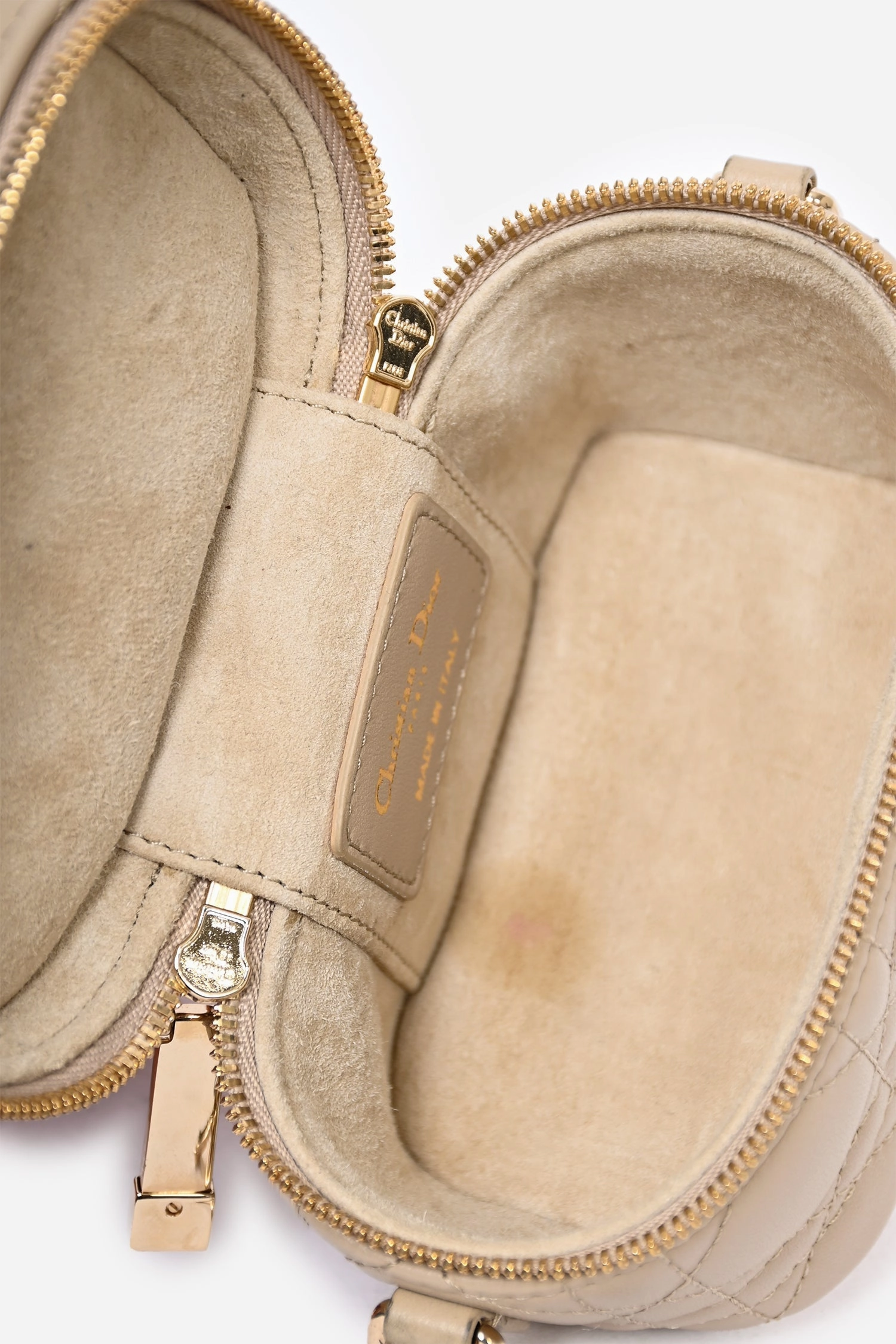 Christian Dior 2020 Taupe Cannage Leather Vanity Bag