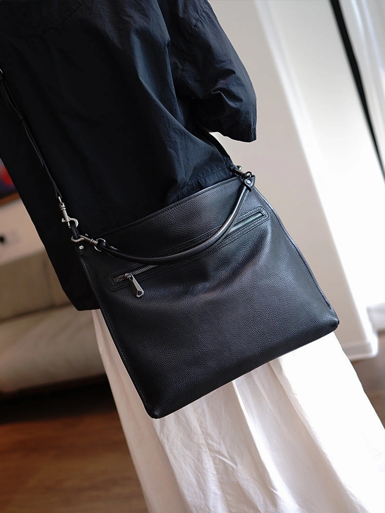 Classic Black Onthego Leather Handbag Women Crossbody Purse Onthego Shoulder Bag for Women