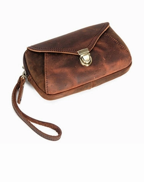Classy Brown Leather Mens Work Clutch Bag Wirstlet Clutch Mobile Phone Bag For Men