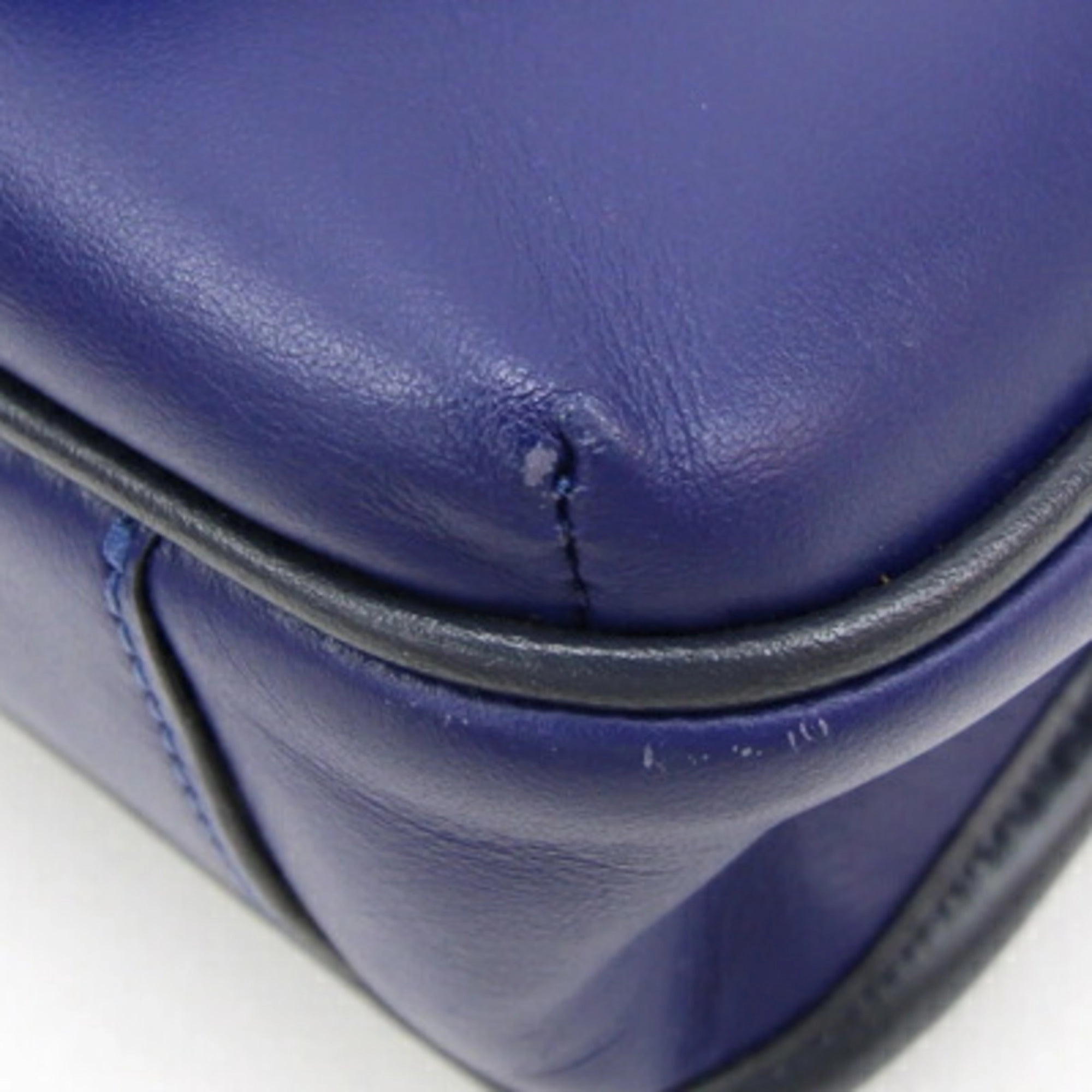 Coach blue Navy Leather Shoulder Bag (Pre-Owned)