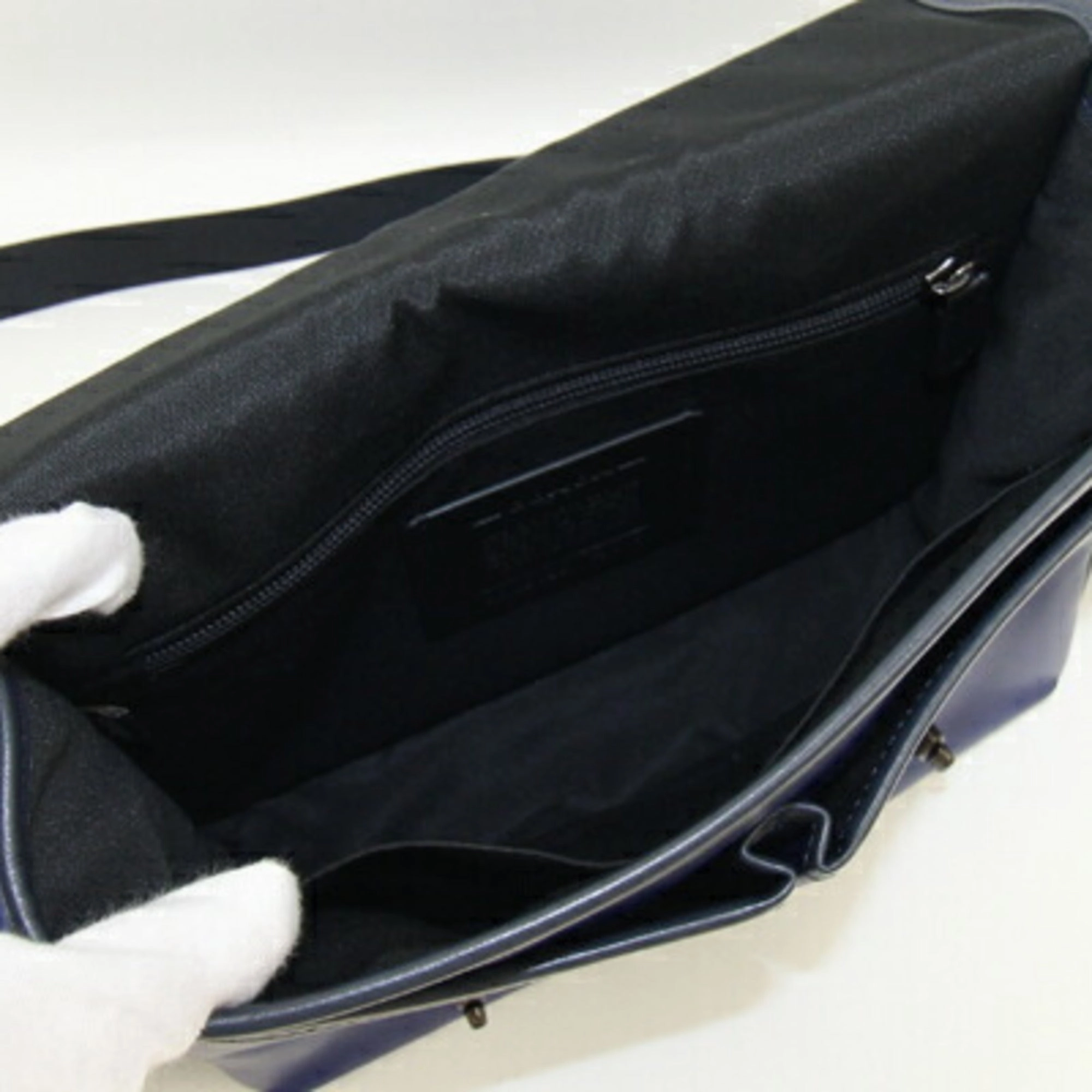 Coach blue Navy Leather Shoulder Bag (Pre-Owned)