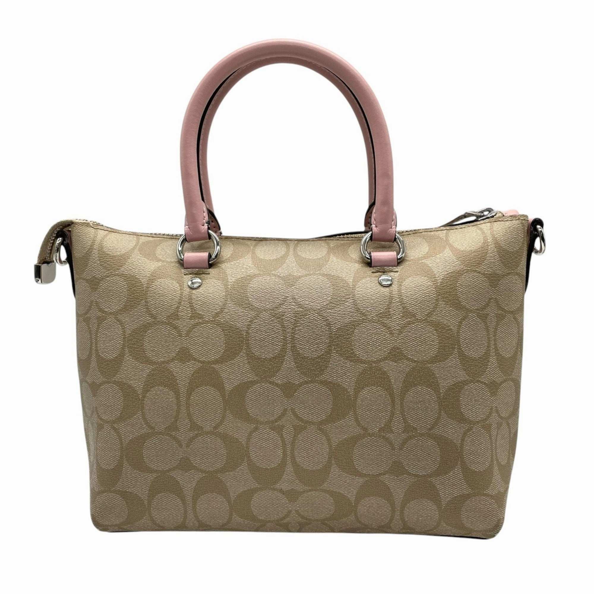 Coach pink Signature Line Leather Handbag Shoulder Bag (Pre-Owned)