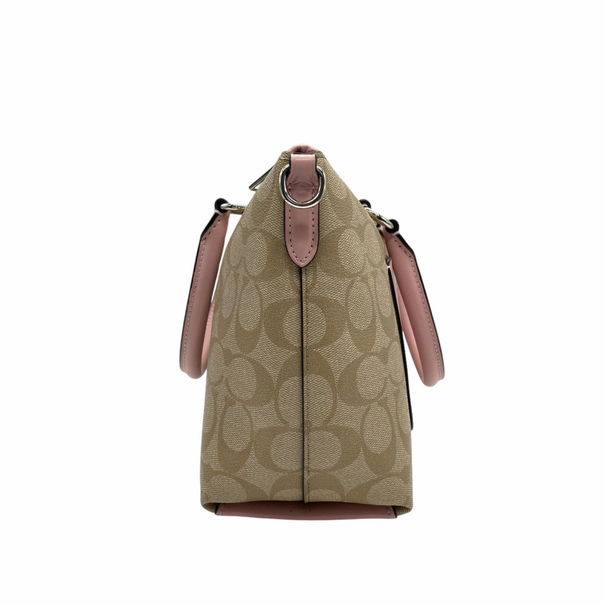 Coach pink Signature Line Leather Handbag Shoulder Bag (Pre-Owned)