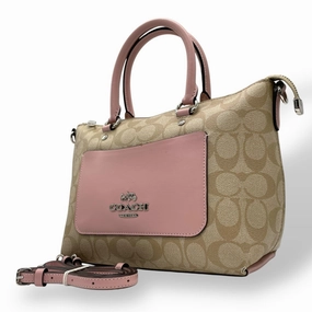 Coach pink Signature Line Leather Handbag Shoulder Bag (Pre-Owned)