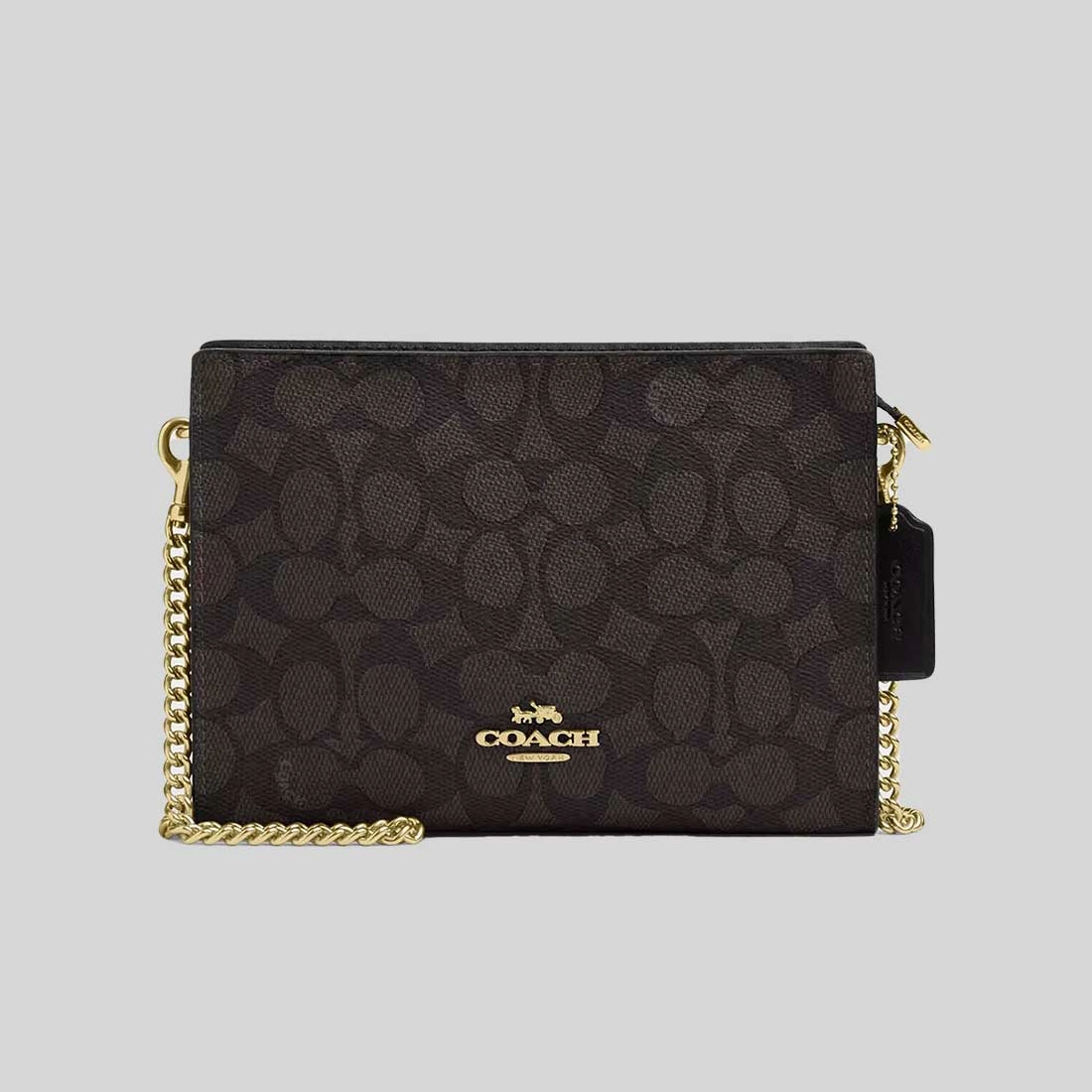 COACH Slim Crossbody Bag In Signature Canvas Walnut/Black CW204