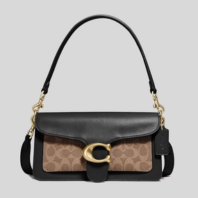 COACH Tabby Shoulder Bag 26 With Signature Canvas Tan Black 91215