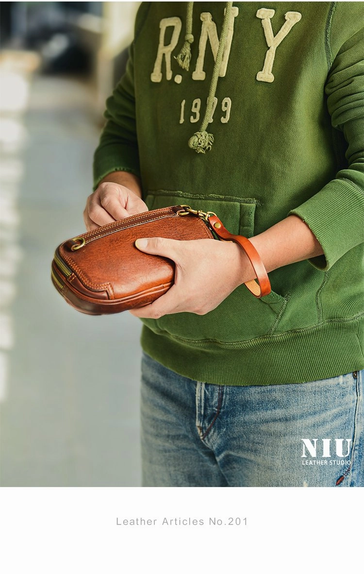 Coffee Cool Leather Mens Long Wallet Large Zipper Wallets Brown Wristlet Clutch Vintage Clutch Purse For Men