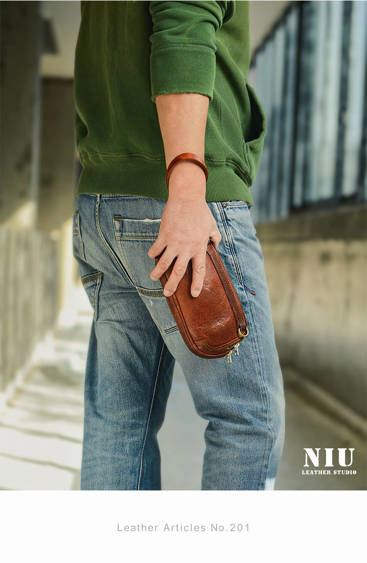 Coffee Cool Leather Mens Long Wallet Large Zipper Wallets Brown Wristlet Clutch Vintage Clutch Purse For Men