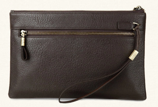 Coffee Leather large wristlet wallet leather men zipper clutch wallet for men