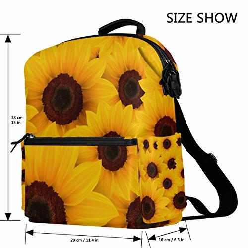 Colourlife Beautiful Sunflowers Stylish Casual Shoulder Backpacks Laptop School Bags Travel