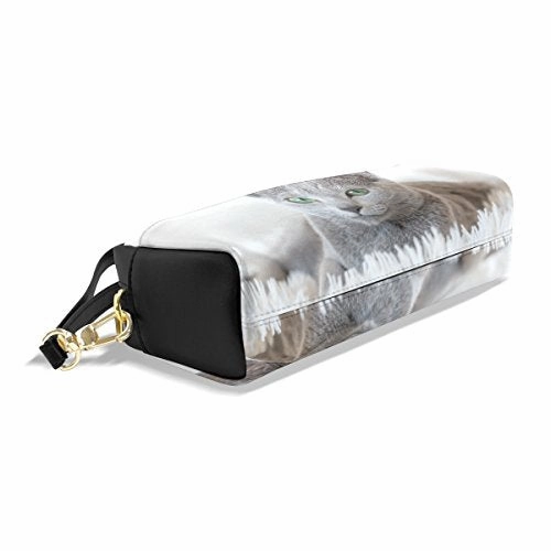 Colourlife Russian Blue Cat Pu Leather Pencil Case Holder Pouch Makeup Bags For Boys Girls Adults