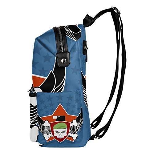 Colourlife Skull In Charge On Shield Stylish Casual Shoulder Backpacks Laptop School Bags Travel