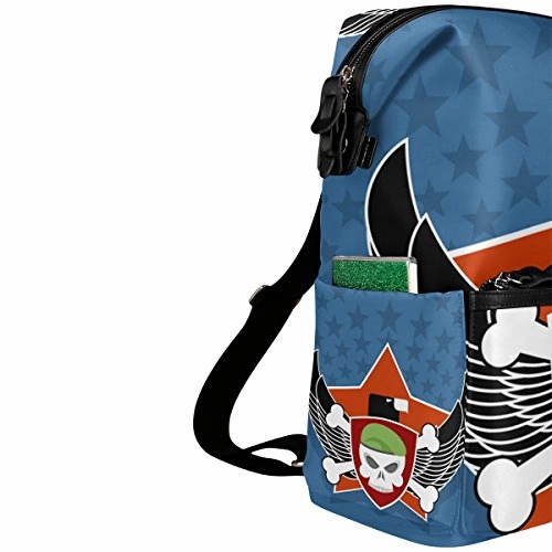 Colourlife Skull In Charge On Shield Stylish Casual Shoulder Backpacks Laptop School Bags Travel