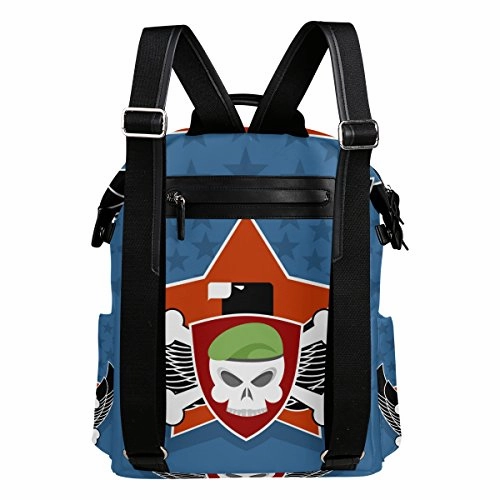 Colourlife Skull In Charge On Shield Stylish Casual Shoulder Backpacks Laptop School Bags Travel