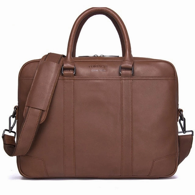 Contact'S Brand Briefcases Genuine Leather Men Messenger Bags New Fashion Male Shoulder Portfolio
