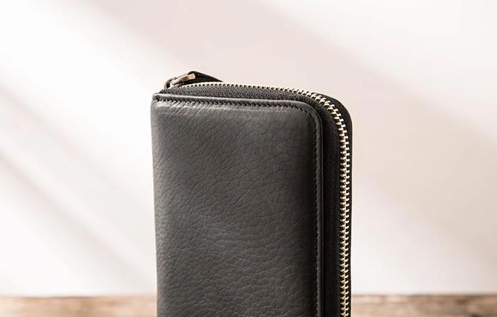 Cool Black Leather Mens Zipper Clutch Wallet Long Wallet for Men