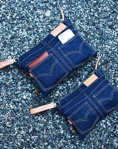 Cool Blue Jean Mens Clutch Bag Wristlet Bag Wallet Zipper Clutch Wallet For Men