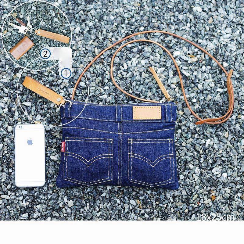 Cool Blue Jean Mens Clutch Bag Wristlet Wallet Zipper Clutch Wallet For Men