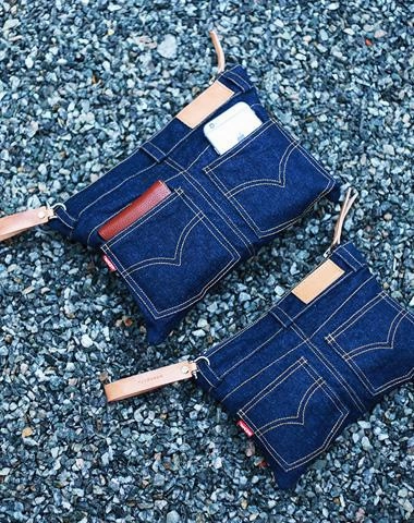 Cool Blue Jean Mens Clutch Bag Wristlet Wallet Zipper Clutch Wallet For Men