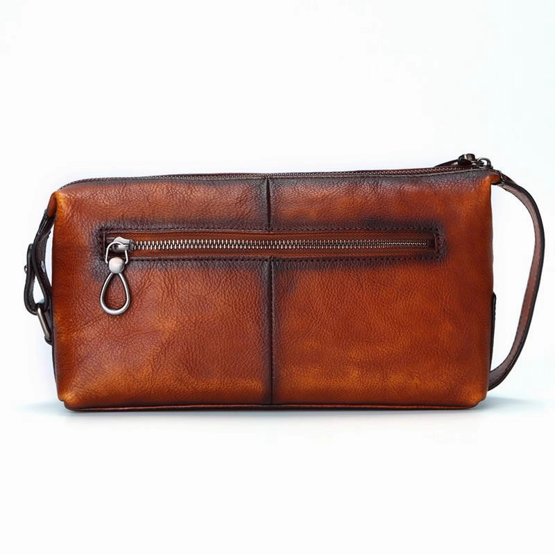 Cool Brown Black Leather Men's Clutch Bag Clutch Purse Business Handbag For Men