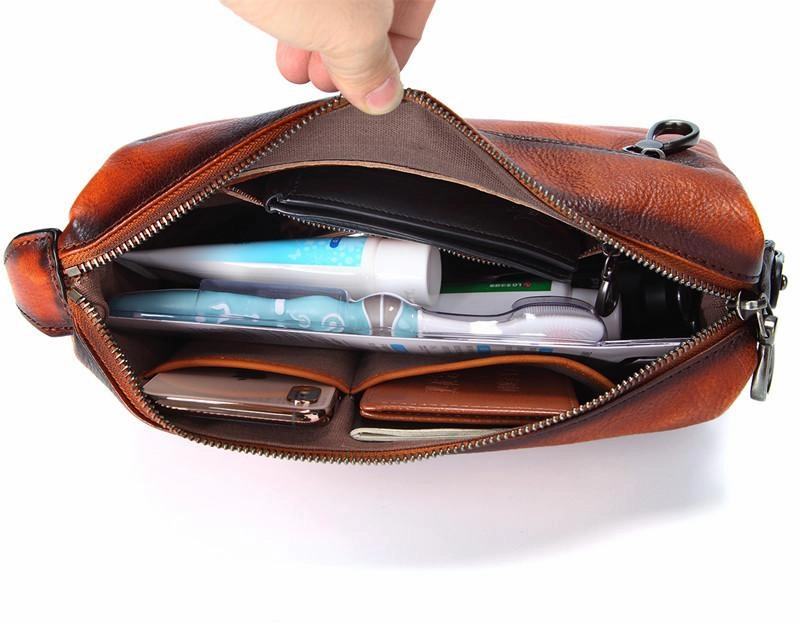 Cool Brown Black Leather Men's Clutch Bag Clutch Purse Business Handbag For Men