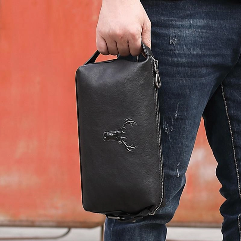 Cool Brown Black Leather Men's Clutch Bag Clutch Purse Business Handbag For Men