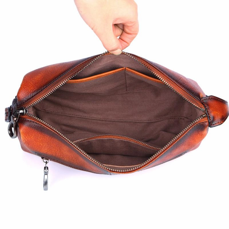 Cool Brown Black Leather Men's Clutch Bag Clutch Purse Business Handbag For Men